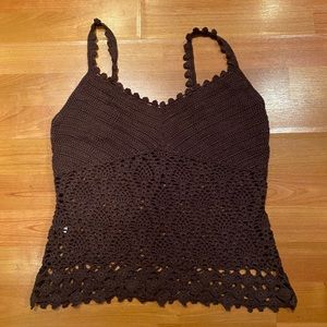 Brown crochet knit top